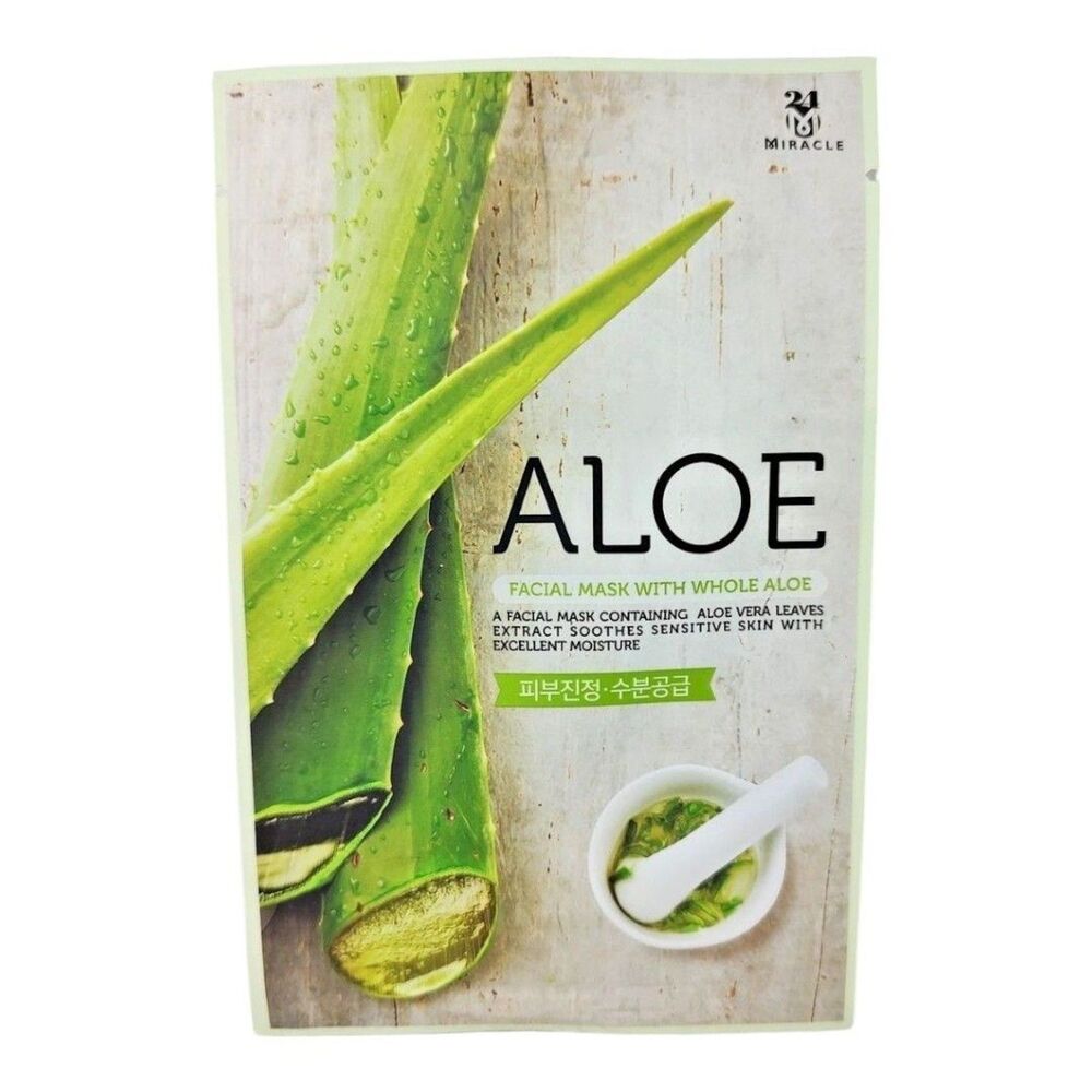 Miracle M24 Whole Aloe Vera Leaves Extract Facial Mask Soothes Skin Moisturizing